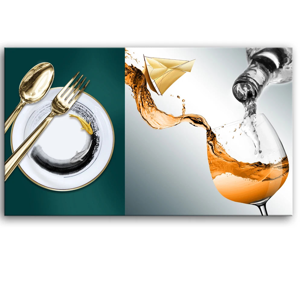 Modern Dinning Room Combination Canvas Wall Art Decorative Hotel Restaurant Painting