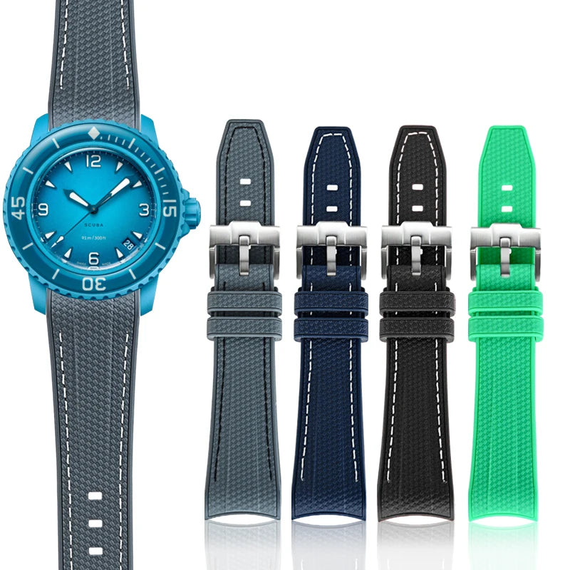 YUNSE New Arrive Curved End Rubber Watch Strap 22*18mm Premium Waterproof Sports Silicone Watch Bands for Moonswatch