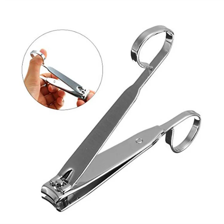 FOCSTAR Innovative Shiny Silver Carbon Steel Nail Cutter Clipper Curved Blade Finger Ring Professional Portable Custom Logo