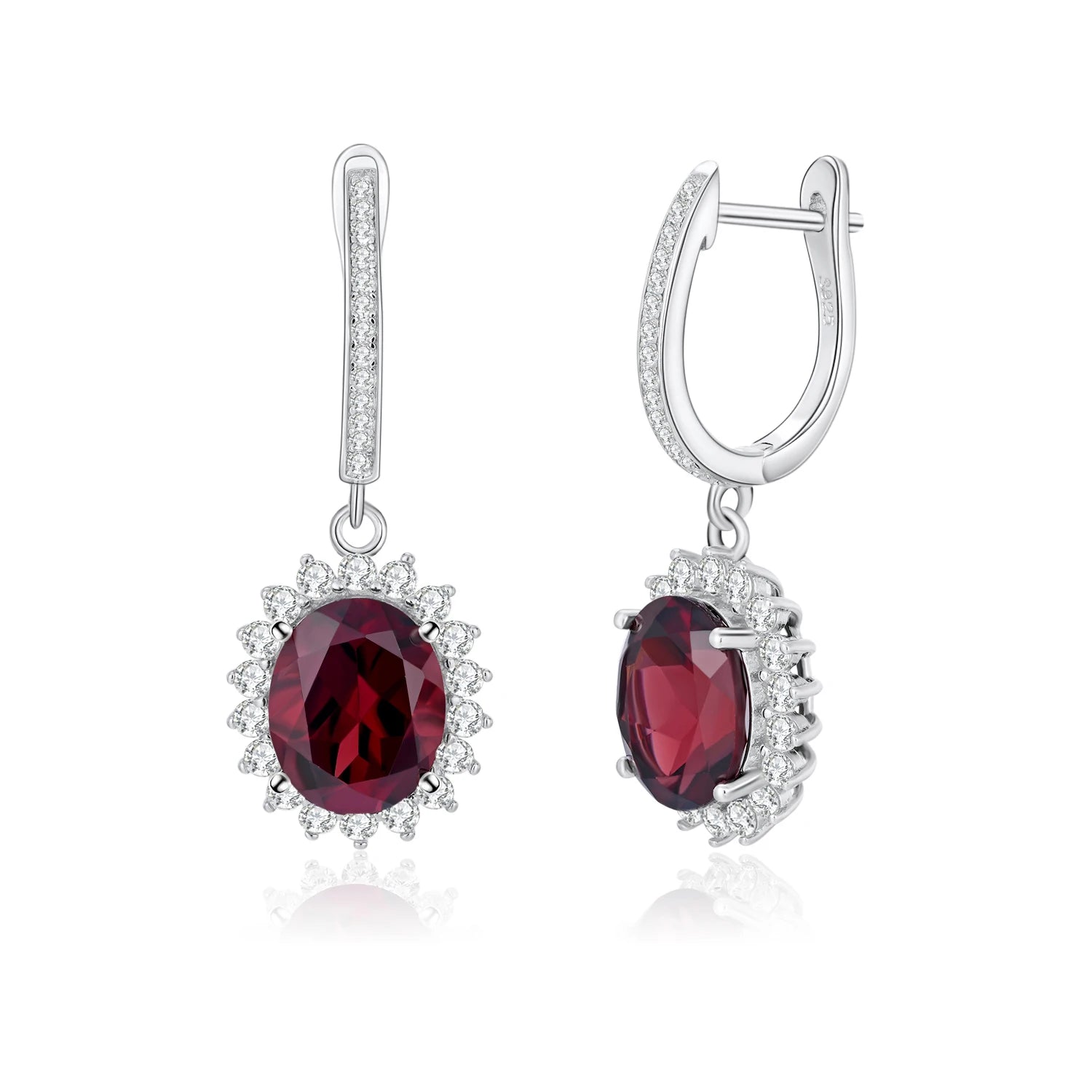 YBO 925 Sterling Silver Huggie Drop Earrings Fine Jewelry with Natural Garnet Cubic Zircon Gold Plated for Weddings Parties