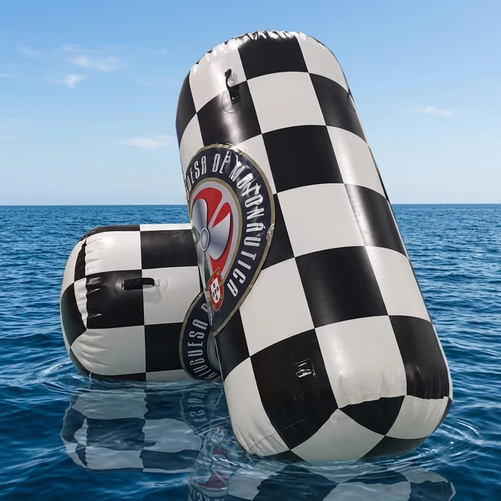 Black Chess Floating PVC Racing Tube Inflatable Water Swimming Marker Cylinder Buoy for Open Water