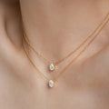 Fashion Waterproof Jewelry 18K Gold PVD Dainty Waterdrop Oval 5A Zirconia Zircon CZ Pendant Minimalist Stainless Steel Necklace