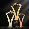 New 2023 Item Natural Design Leaf Shape Star Metal Trophy Resin Award
