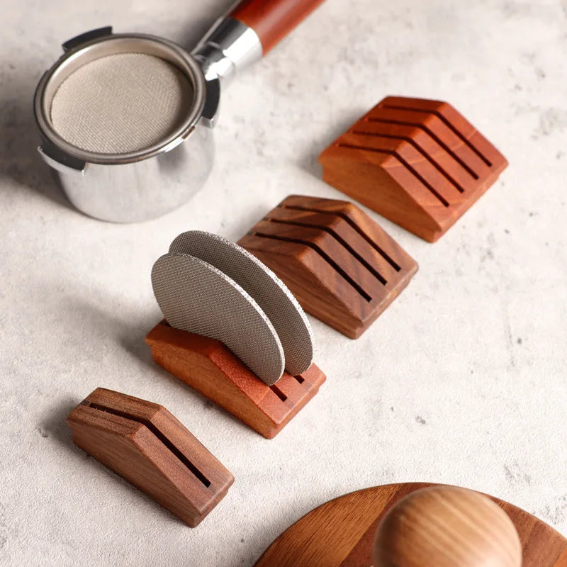 Custom Logo Reusable Solid Wood Espresso Puck Screen Holder