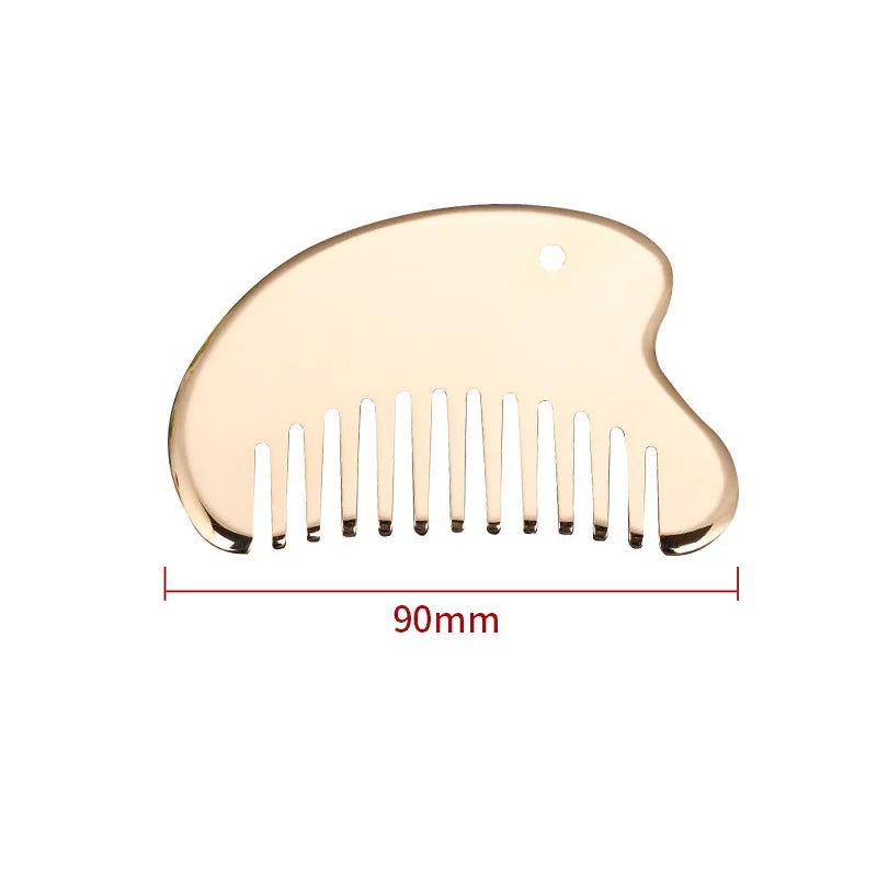 DIY Hot Selling Brass Head Scalp Massager Meridian Facial Guasha Comb for Body & Hair Maintenance Spa Tool