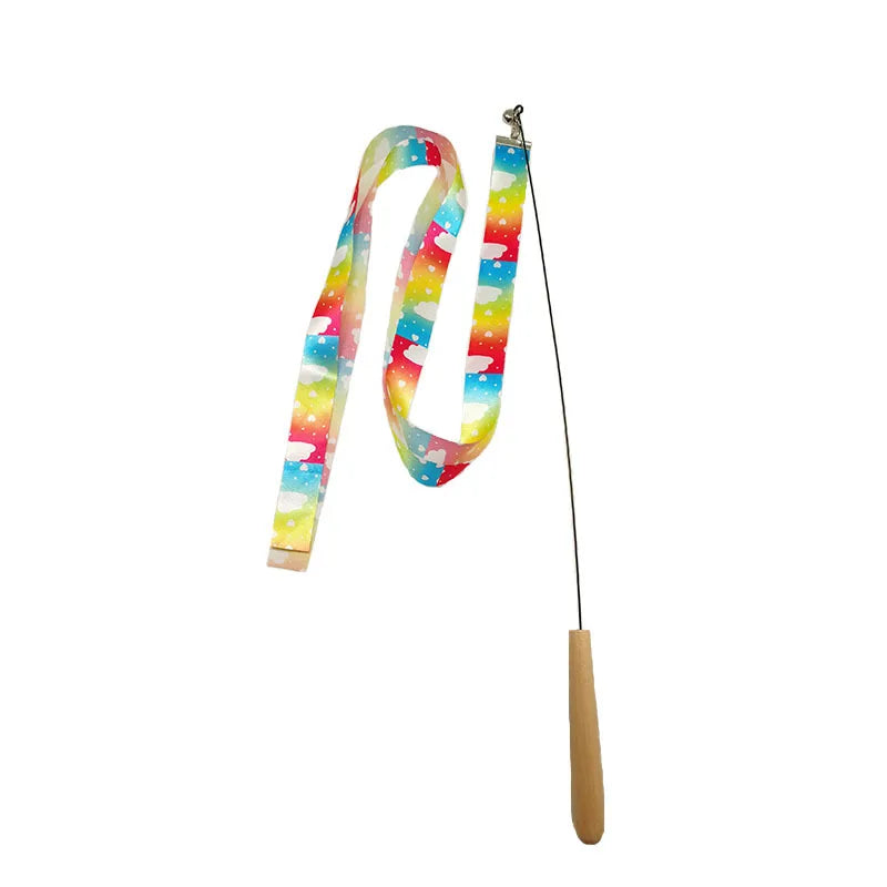 New Cat Toy Feather Flannel Funny Cat Stick Interactive Ribbon Funny Cat Stick