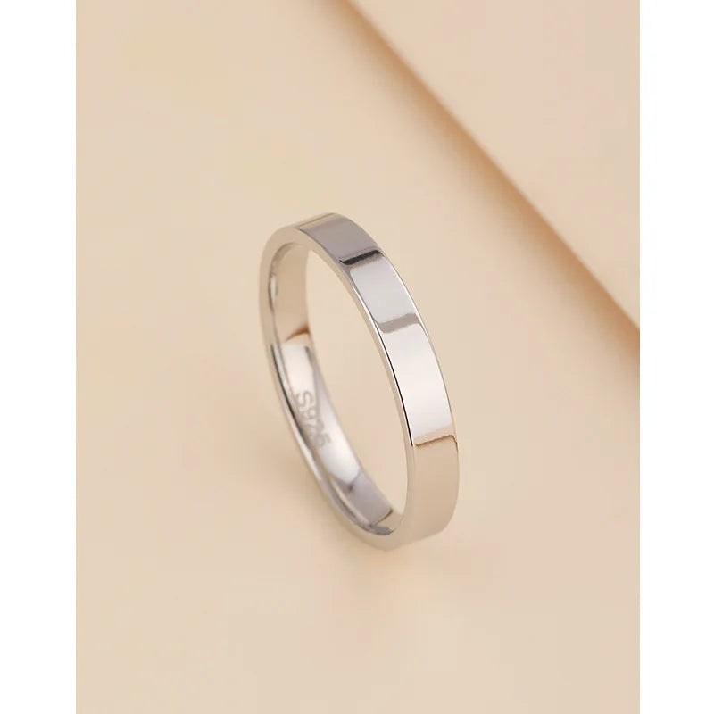 3mm Fashion Jewelry Simple Plain Couple Rings Wedding Band 925 Sterling Silver Engagement Ring