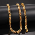 New Gold-plated Stainless Steel Men's Necklace Hip Hop Punk  6mm Wide Cuban Chain Necklace
