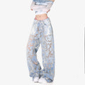 OEM/ODM Custom Light Blue High-Rise Straight Slim Jeans for Women Denim Streetwear Everyday Wear Casual Y2K Style Hole