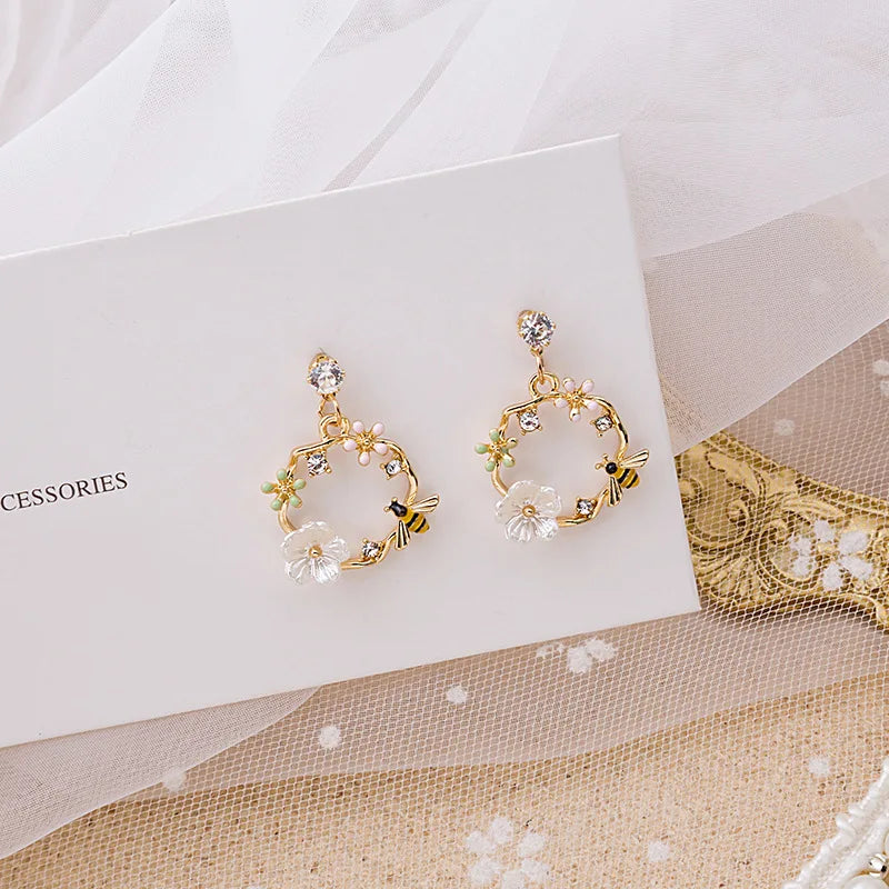 2025 Spring Summer Pop Garlands Earrings Gold Plated Long Tassel Diamonds Kawaii Earrings for Women