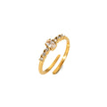 Dainty Jewelry 18K Gold Square Cubic Zircon Ring Stainless Steel Thin CZ Zircon Cross Open Ring for Women