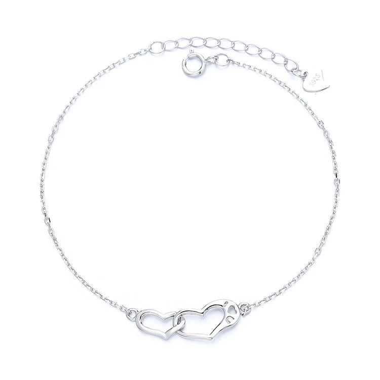 Yaeno Jewelry Double Heart Bracelet Valentine 's Day Gift Chain Bracelet for Women