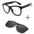 Magnet Clip-On Square Sunglasses with Night Vision Driving Mirroring Lens Red/Green Frame PC for Men and Women