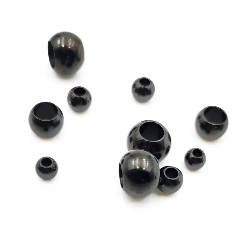 Wholesale DIY Plated Stainless Steel Pvd Black Septum Round Solid Beads 2-10mm DIY Jewelry Making Accessories Spacers & Findings