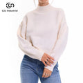 Custom Women's Long Sleeve Turtleneck Rib Knit Pullover Casual Loose Winter Sweater Crochet New Fashion Design