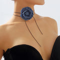 New Arrival Summer Popular Fashion Jewelry Sweet Fabric Big Flower Pearl Choker Necklace Women Summer Handmade Flower Necklaces