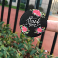 120pcs Per Pack Black Thank You Flower Round Sealing Sticker for Handmade Products Package Label