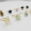 Adjustable Tourmaline Gold Ring Healing Crystal Jewelry Ring Raw Gemstone Amethyst Stackable Ring