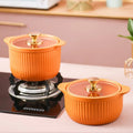 Creative Luxury Ceramic Casserole with High Temperature Resistant Matte Glaze Nonstick Household Cooking Pot Glass Lid Included
