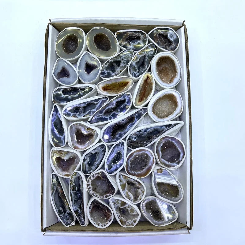 Top Super Quality Hot Sale Natural Cut Pair Agate Geode Crystals Healing Agate Crystal Geode Gift Box Packaging Decoration