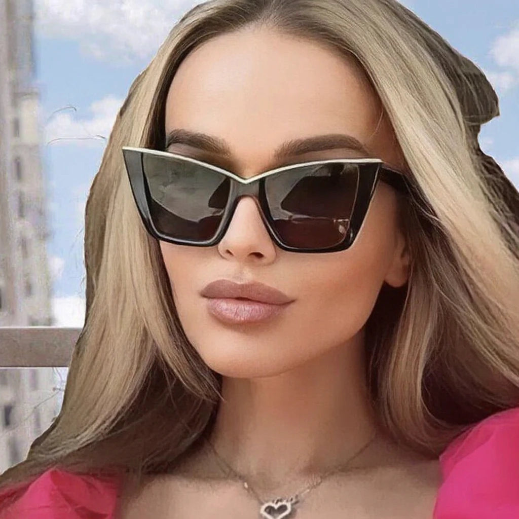 Newest Large Frame Cat Eye Sunglasses Personality Full Frame Retro Sunglasses Oversized Big Frame Uv400 Sunglasses