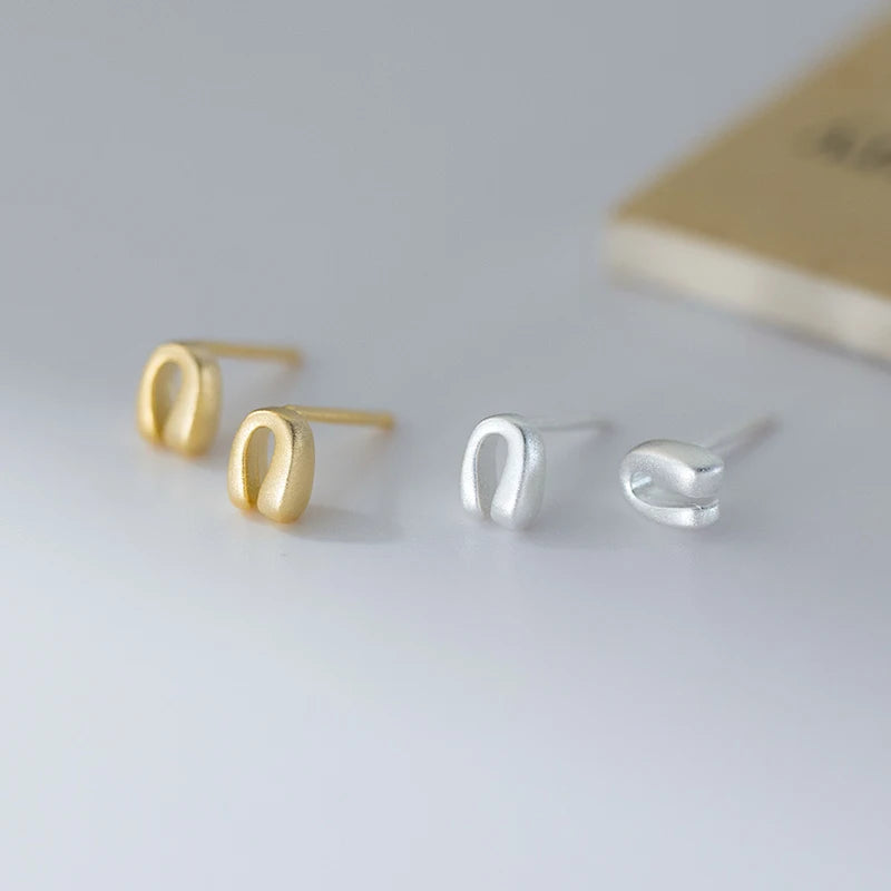 Women's Trendy 925 Sterling Silver Ear Bone Stud Earring High Quality 18K Gold Plated Geometric Pattern for Weddings