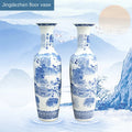 Floor to Ceiling Vase Jingdezhen Blue and White Porcelain Big Ceramic Large Vase Hotel Living Room Chinese Style Decoration Home