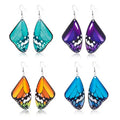 Vivid Animal Butterfly Dangle Earrings 316L Stainless Steel Ear Hook Colorful Lifelike Butterfly Wings Acrylic Earrings Women