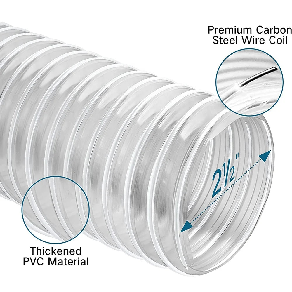 Industrial Flexible Transparent PVC Corrugated Hose Air Ventilation Duct with 20-300mm ID LKESS Brand Model LKE00711 20m Length