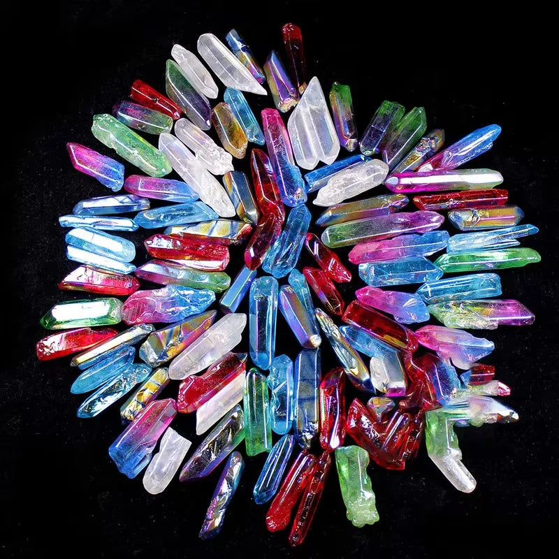 Natural Clear Quartz Points Crystal for Jewelry Making Home Decoration Titanium Coated Crystal