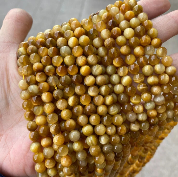 RTS Top Quality AAAAA Natural Gemstone 4/6/8/10/12mm Golden Tiger Eyes Round Loose Beads Stone for Jewelry Making
