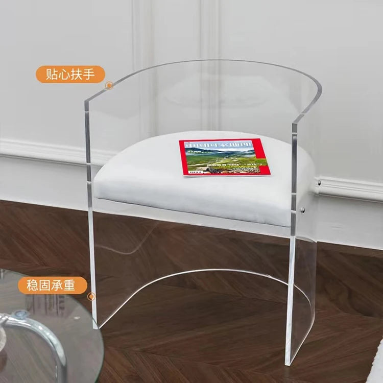 Customized Clear Transparent Plastic Dining Chairs Leisure Chair for Living Room Bedroom Hotel and Hospital Use
