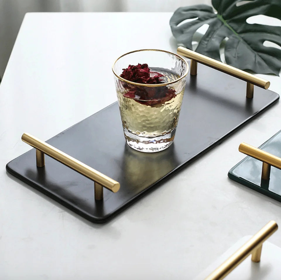 Luxury Rectangle Gold Multiple Color Eco-Friendly Ceramic Serving Tray and Dinner Plate for Restaurant & Hotel Use