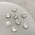 Nail Art Light Luxury Square Diamond 2025 Sparkling Crystal White Diamond Crooked Heart Fat Square Elliptical Decoration
