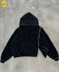 Longna Custom Logo Heavyweight Cotton Y2K Zip Pullover Boxy Cropped Oversized Acid Wash Hoodies Embroidered Design Plain Dyed