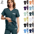 Manufacturer Custom LOGO Spandex Spa Nursing Scrub Pet Hair Salon Nurse Scrub Hospital Jogger Set 2 Piece Women Uniforms Sets