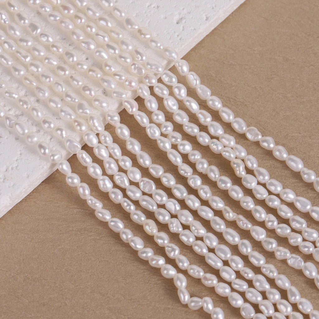 2.5-3mm Small Size Rice Pearl Beads Loose Strand Freshwater Pearl for Jewelry Making Necklace Bracelet Earrings
