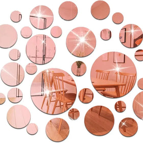 Mirror Wall Stickers 40pcs Round Self-Adhesive Peel Stick Tiles 3D Acrylic Art DIY Wall Decals Home Decor Bedroom Living Room