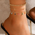 HOVANCI Simple Fashion Accessories Buckle Chain Anklet Design Brilliant Colorful Diamond Jewelry Anklets for Women