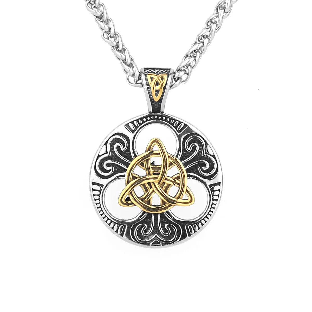 New Retro Trend Personality Punk Irish Heart Knot Sweater Chain Necklace Jewelry Round Brand Pendant Necklace for Men