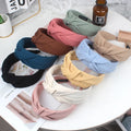 Autumn Winter Twist Knotted Solid Color Headbands for Women Wide Edge SimpleVersatile Headdress Factory Wholesale