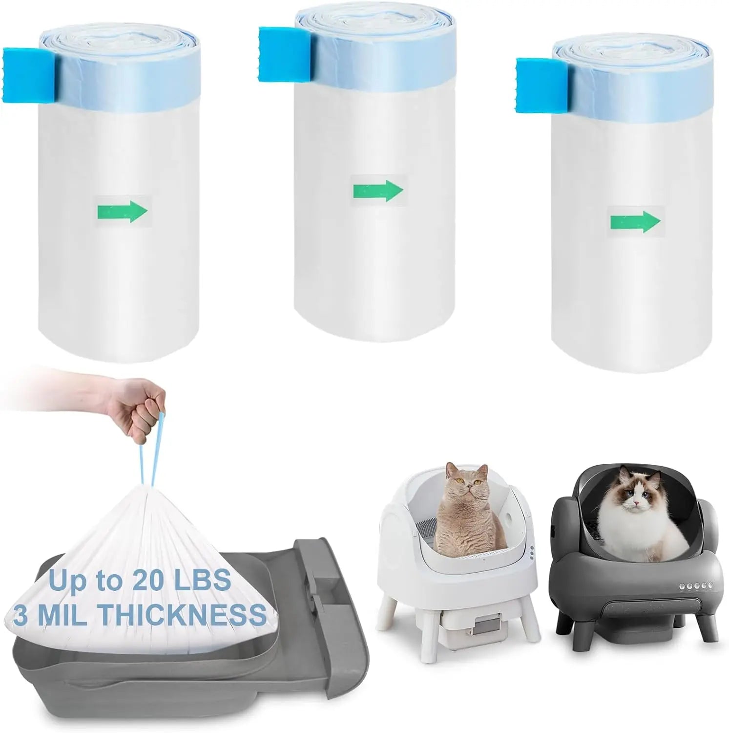 Wholesale With Handle Drawstring extra Large Trash Bag Pet Automatic Cat Litter Box Poop Waste Bags
