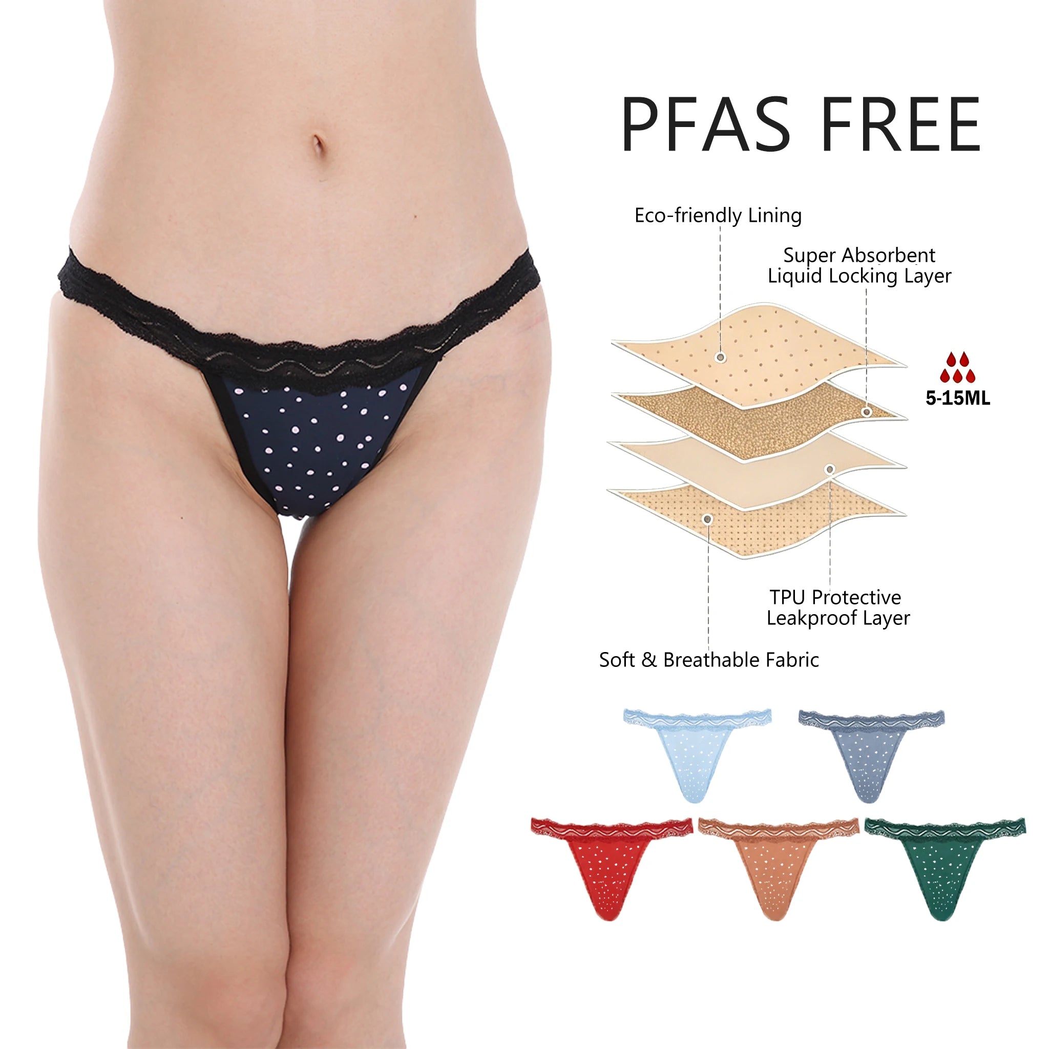 Shanhao Reusable Period Leakproof Panties Eco-friendly Cotton Fabric Menstrual Panties Degradable Bamboo Period Thong