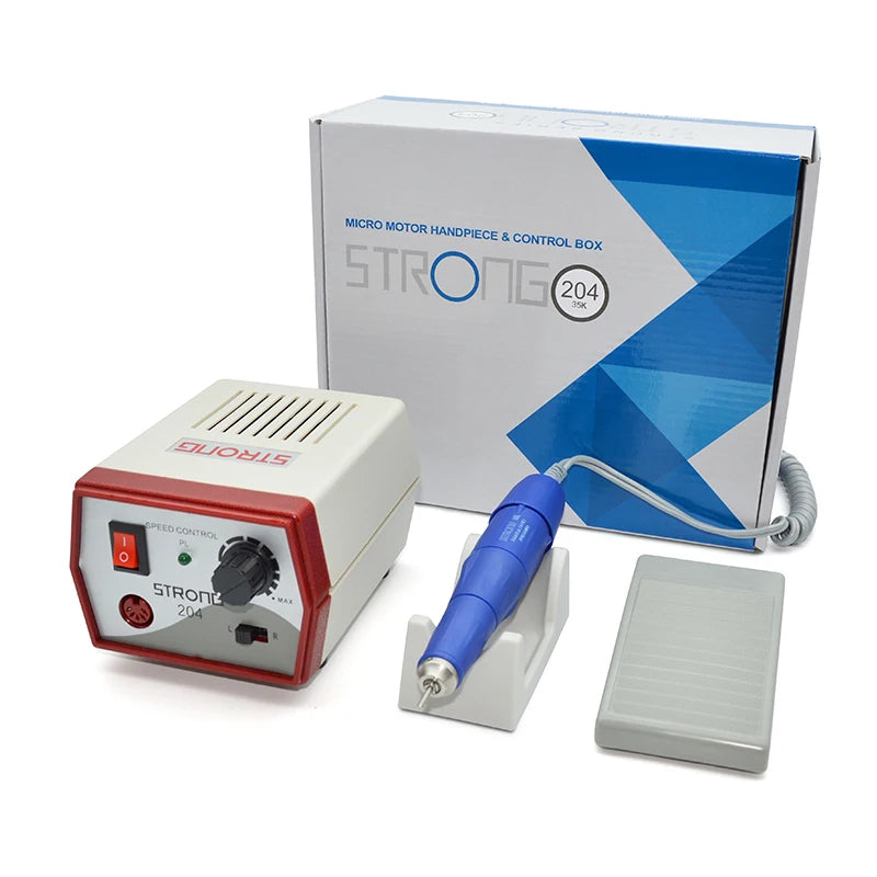 Red Color 204 Power Control Box Nail Drill Machine 40000 Rpm Strong Micromotor With 105L Handpiece Private Logo