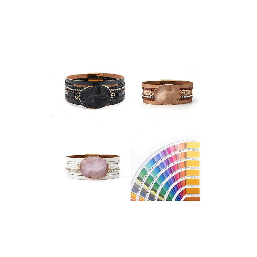 Personalized Imitation Stone Leather Women's Bracelet Fashion Exaggerated Wide Bracelet
