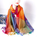 Ethnic Style Mixed Scarf Dual Jacquard Colorful Cashew Long Tourist Shawl Headscarf Imitation Cashmere Kashmir Scarf for Adults