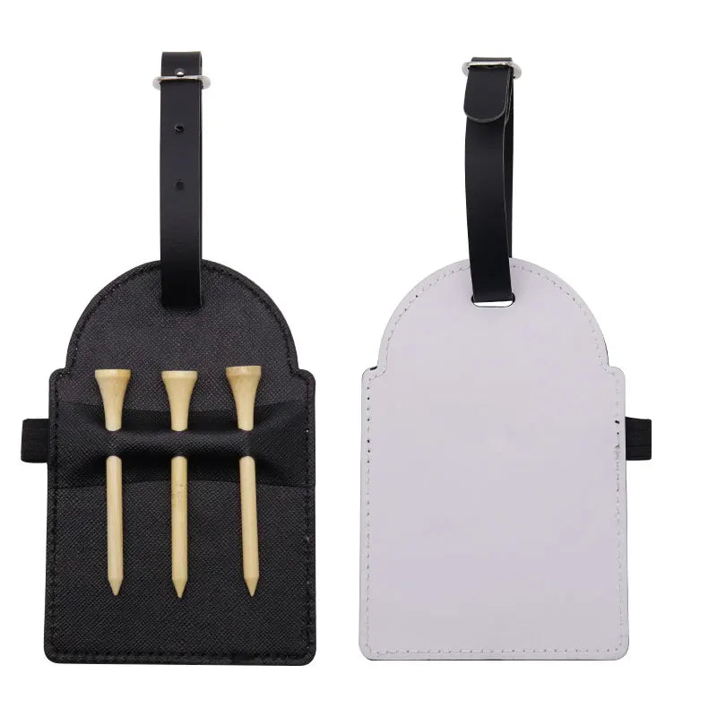 Custom Faux Leather Personalized Sublimation Blank Golf Tee Bag Tags With 3 Wooden Tees Accept Custom Printing