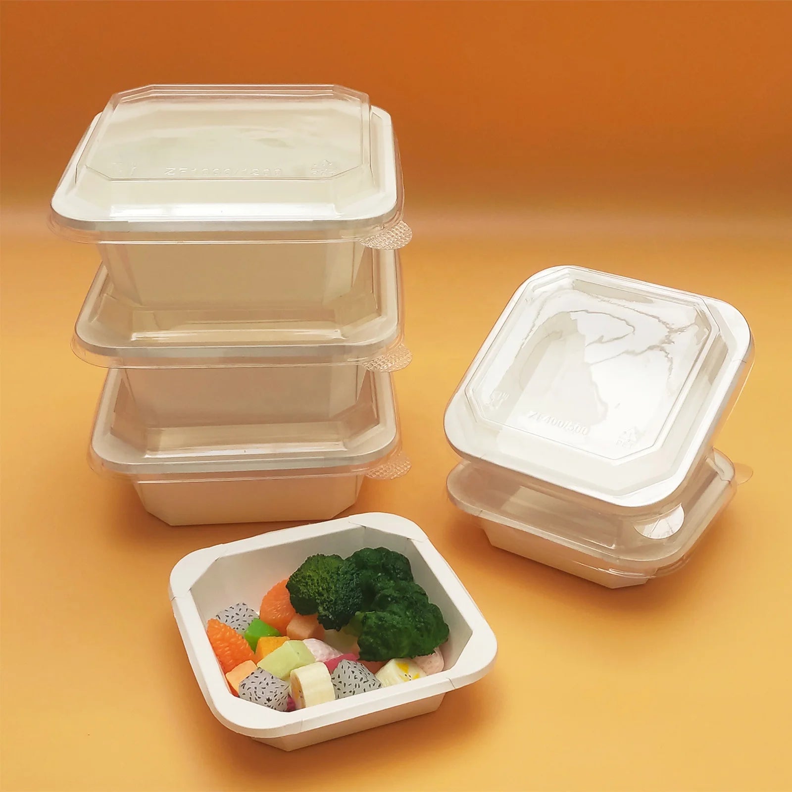 Disposable Kraft Paper BowlSquare Shape Food Containers Supplies Treat Bowls for Noodle Salad Soup Snack