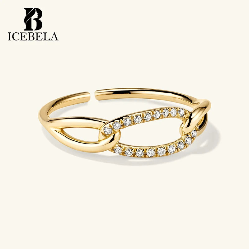 Fine Jewelry Trendy Luxury Stylish Chic 18k Gold Plated Custom 925 Sterling Silver Pave Zircon Oversized Curb Rings for Women