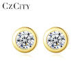 CZCITY Designer Earring Popular Brands 925 Earrings Studs Round Cubic Zirconia Bezel Setting Earings